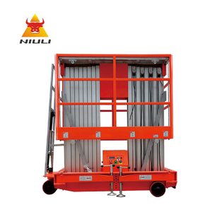 NIULI 8M Dual Mast Manlift سبائك الألومنيوم الهيدروليكية الشخصية المحمولة المصعد